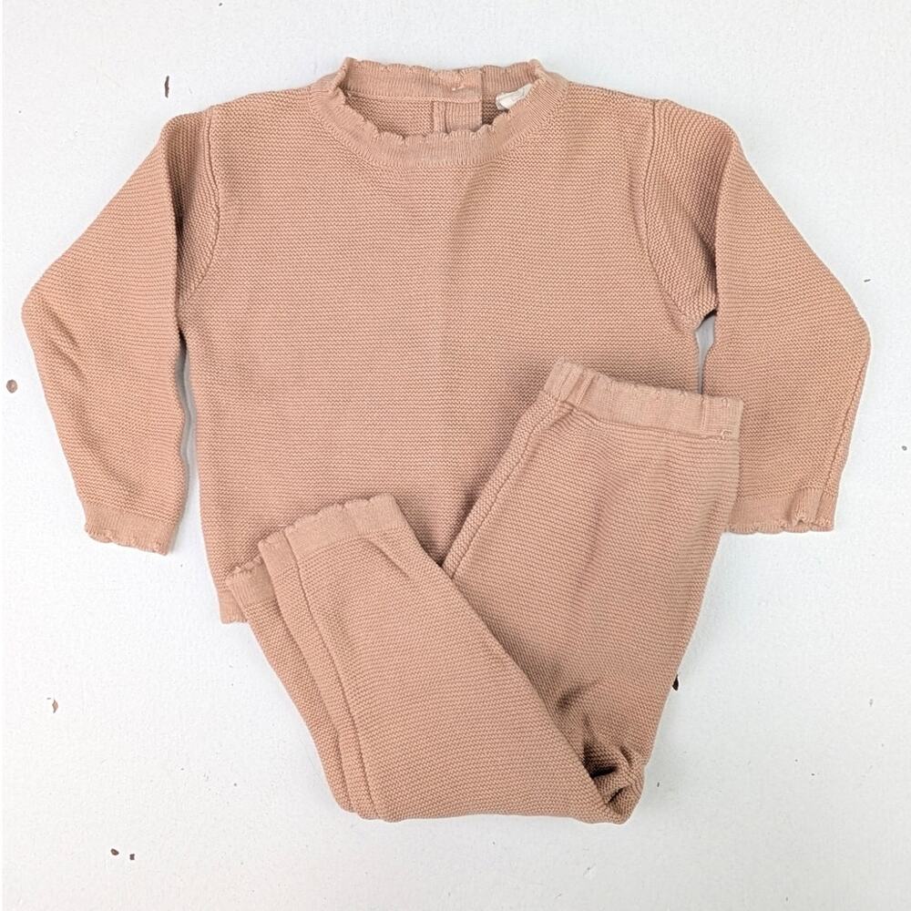 Snug Mauve Pink 2 Pc Knit Sweater & Pants Set - 3-6 Months